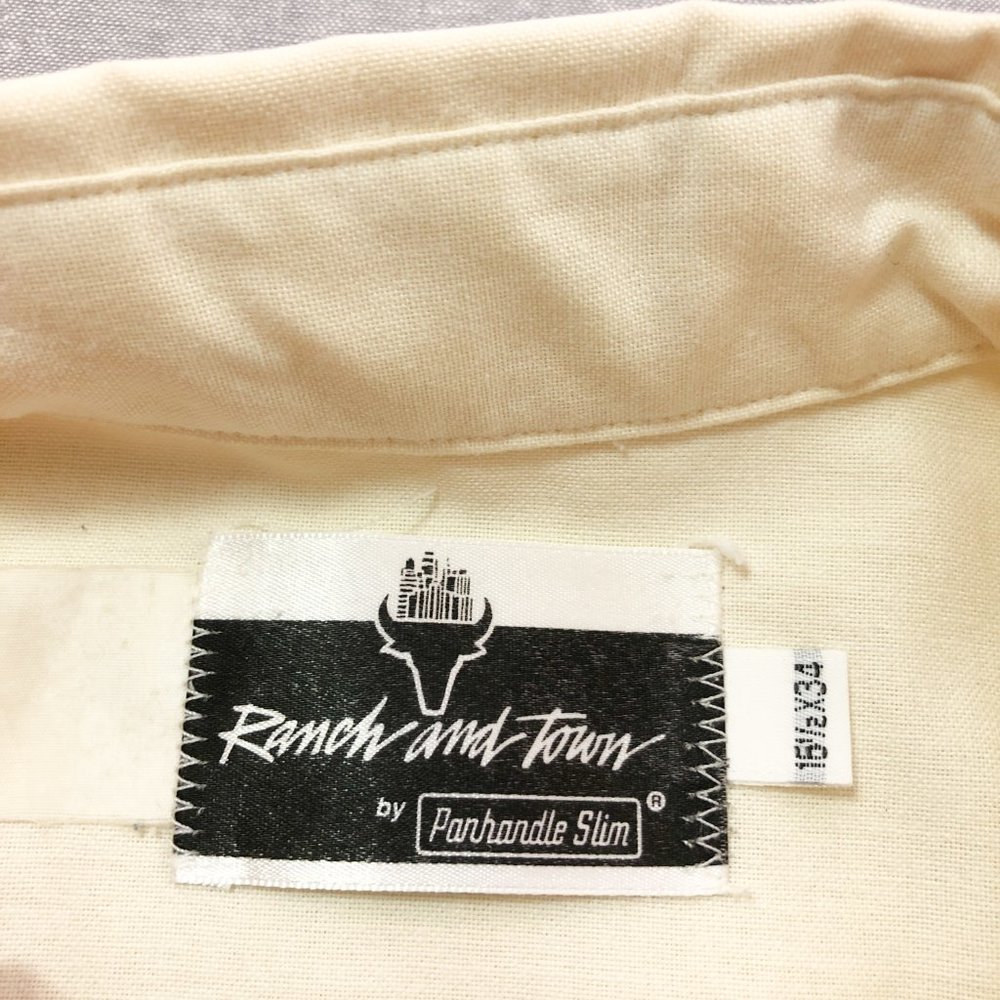 Off White Cream Western Snap Button Shirt 16.5 34 - Picture 6 of 6